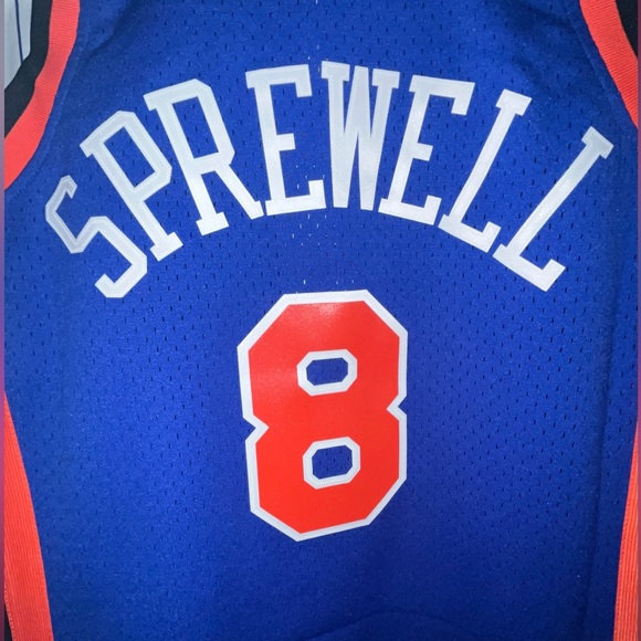 Latrell Sprewell New York Knicks 98-99 Blue Mitchell & Ness NBA Swingman Jersey - Picture 10 of 16
